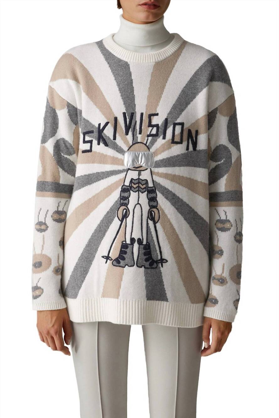 NEW BOGNER women's knit pullover sweater in ski vision multi-color